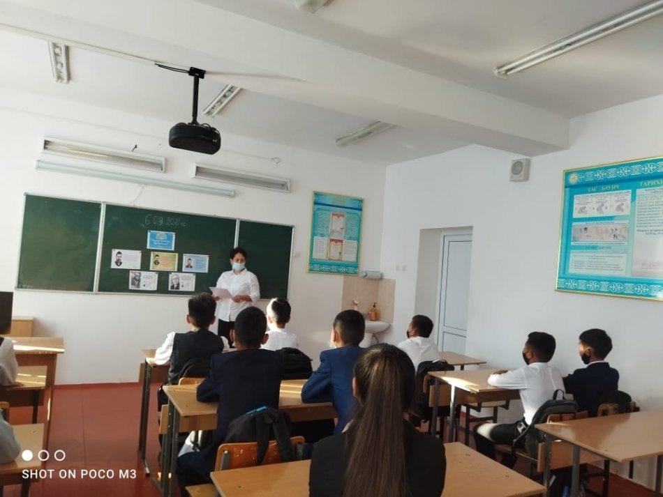 6.09.2021.  А.Байтурсыновтың 150 жылдығына орай сынып сағаттары өтті.