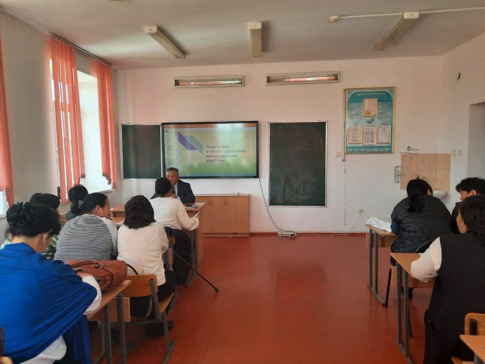 Педагогтерді аттестаттаудан өткізу қағидалары мен шарттары тақырыбында пед кеңес өтті.