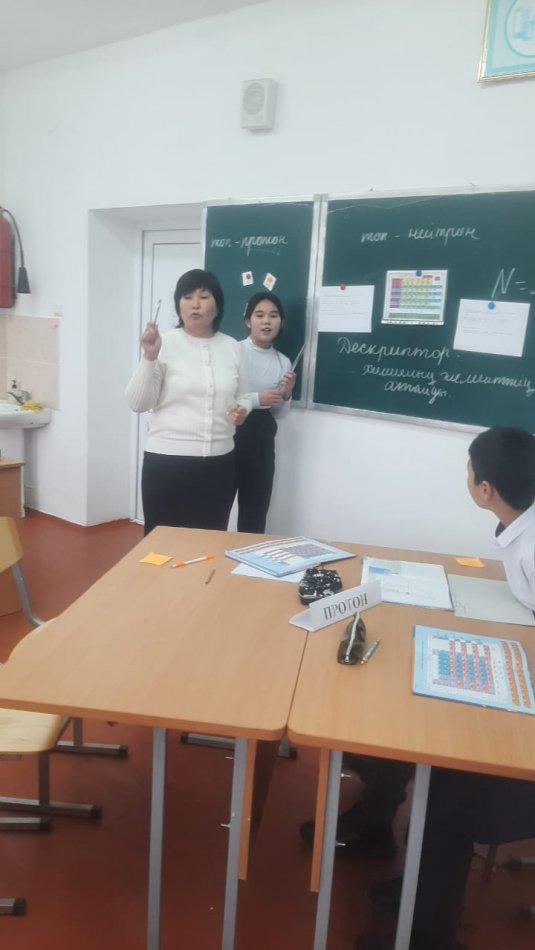 Химия пәнінен 11 - сынып оқушыларымен " Атом құрамы мен Құрылысы"  тақырыбында ашық сабақ өтті.